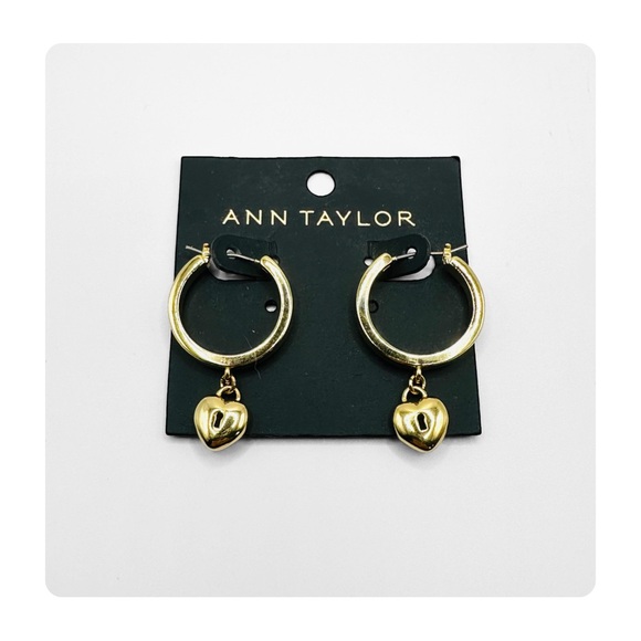 ★ NWT Ann Taylor “heart lock” Hoops - Golden ★ - Picture 8 of 14